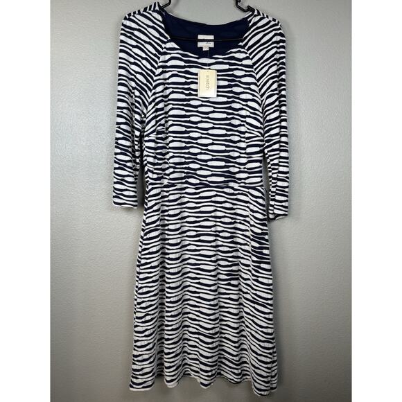 New ECI New York Dress Black White Geometric Wavy Textured Woven Knit Sz 12‎ NWT - Picture 1 of 9